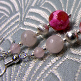 pink semi-precious bead earrings handmade uk