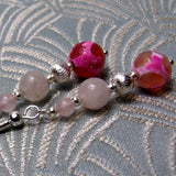 pink semi-precious beaded earrings