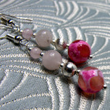 dainty pink semi-precious stone earrings