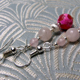 dainty pink semi-precious bead earrings