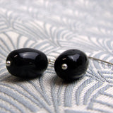 short drop delicate black earrings