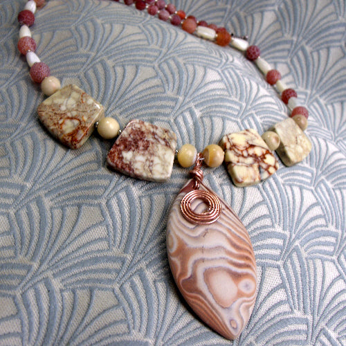 Gemstone Pendant Necklace, Semi-Precious Stone Pendant Necklace
