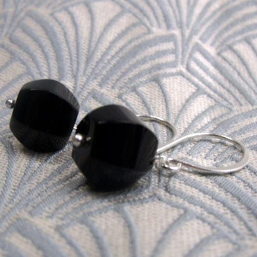beaded semi-precious stone jewellery, black onyx earrings