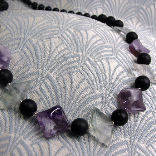 Amethyst Necklace, Amethyst Purple Semi-Precious Stone Necklace