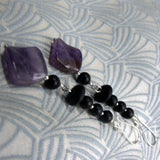 long purple amethyst semi-precious bead earrings
