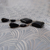 black onyx long drop earrings