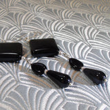 long drop black onyx earrings