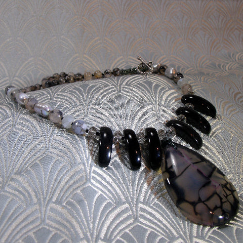 handmade semi-precious stone pendant necklace UK NM5