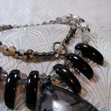 handmade black grey necklace