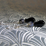 handmade black grey drop earrings