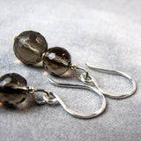 smoky quartz short drop semi-precious earrings
