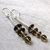 long drop smoky quartz earrings, semi-precious bead jewellery