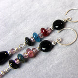 detail for semi-precious stone bead earrings long drop