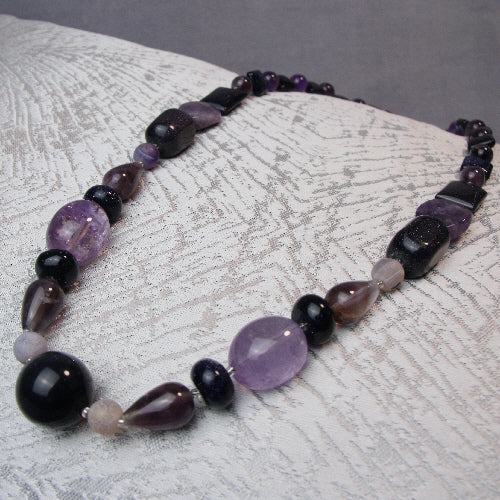 purple semi-precious stone jewellery necklace, chunky necklace