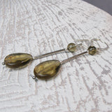 long semi-precious smoky quartz earrings