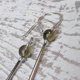 long drop earrings smoky quartz semi-precious beads