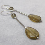 smoky quartz long drop earrings