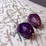 Long semi-precious stone earrings, long drop earrings, long semi-precious bead earrings  A10
