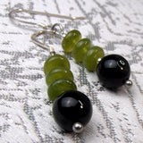 green black semi-precious bead tourmaline earrings