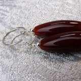 carnelian long drop earrings