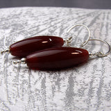 carnelian bead earrings, long earrings