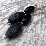 semi-precious stone beaded earrings black