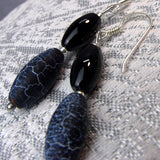 black semi-precious bead earrings handmade uk