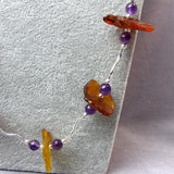 sterling silver amber semi-[precious stone necklace