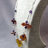 semi-precious bead necklace handmade amber