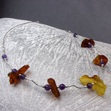amber sterling silver necklace, semi-precious bead jewellery