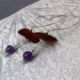 long semi-precious stone bead earrings handmade amber