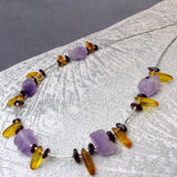 amethyst silver jewellery, semi-precious bead necklace