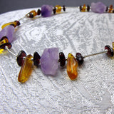 sterling silver necklace, amethyst semi-precious stone bead necklace