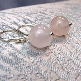 short drop rose quartz earrings