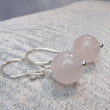 pink rose quartz short drop earrings ujk