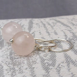 short drop rose quartz beaded earrings