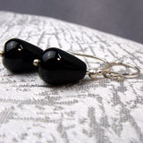 semi-precious stone black beaded earrings