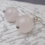 short drop rose quartz earrings