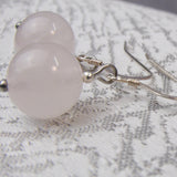 short drop rose quartz bead earrings