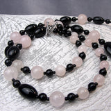 pink black semi-precious beads