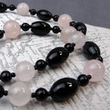 semi-precious stone beads black pink