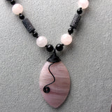 beaded semi-precious necklace long length