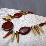 chunky bead necklace long carnelian