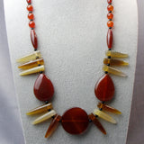 chunky carnelian bead necklace long length