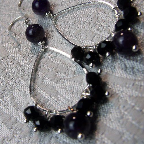 hoop earrings, semi-precious bead jewellery earrings