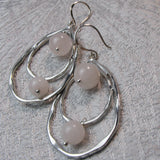 long drop semi-precious stone bead earrings