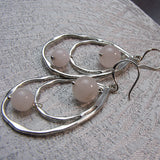 rose quartz semi-precious bead earrings long length