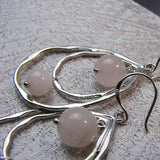 pink rose quartz bead earrings