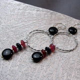 long drop semi-precious bead hoop earrings