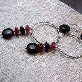 long semi-precious bead hoop earrings